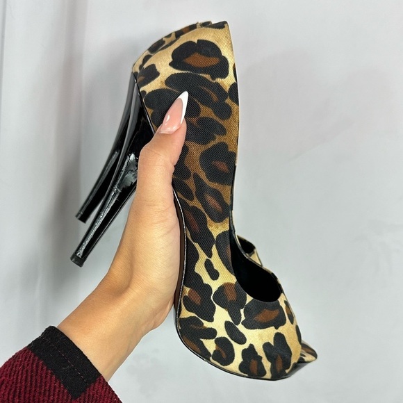 Jessica Simpson amandax leopard print peep toe heels size 8 - Picture 3 of 8